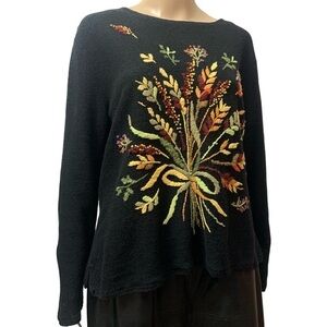 Vintage 90’s Northern Isles Fall Embroidered Bouquet Knitted Long Sleeve Sweater